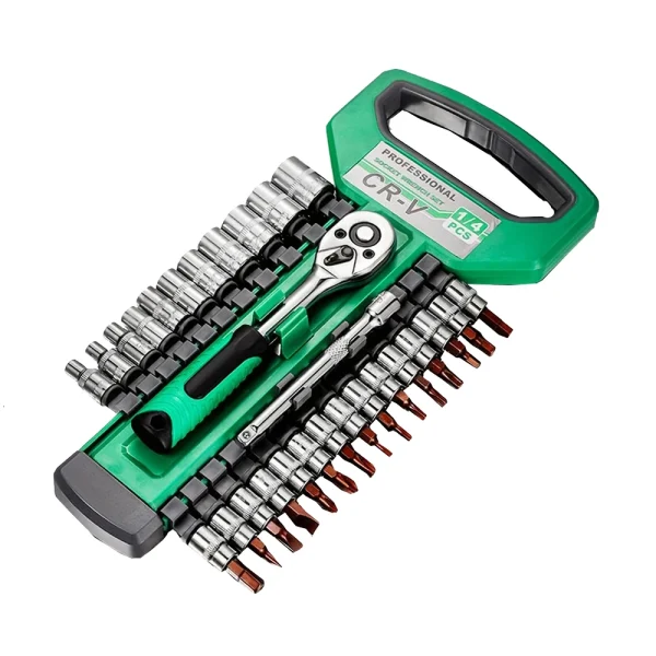 1/4" Ratchet Socket Wrench Set – Mechanic Tool Kit with Quick Release & Extension