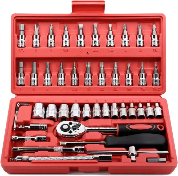 FOCSE 46PC 1/4" Socket & Ratchet Set – Auto Repair Tool Kit