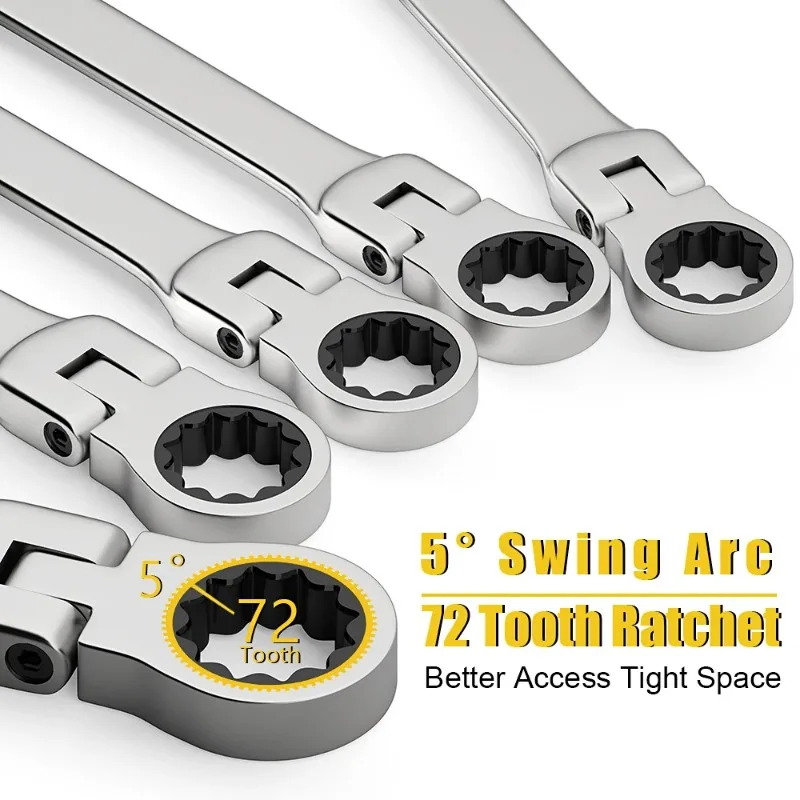 Ratcheting Wrench Set 6–22mm – Metric Flex-Head Spanners with Storage Bag