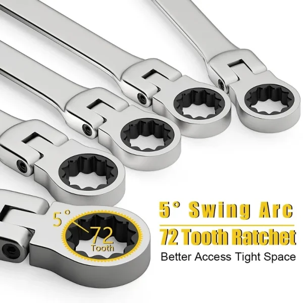 Ratcheting Wrench Set 6–22mm – Metric Flex-Head Spanners with Storage Bag