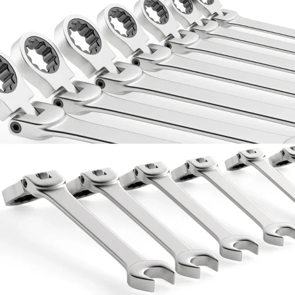 Ratcheting Wrench Set 6–22mm – Metric Flex-Head Spanners with Storage Bag