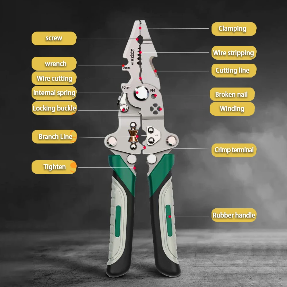 Foldable Wire Stripper – Multi-Function Crimping & Winding Tool with Pulley Design