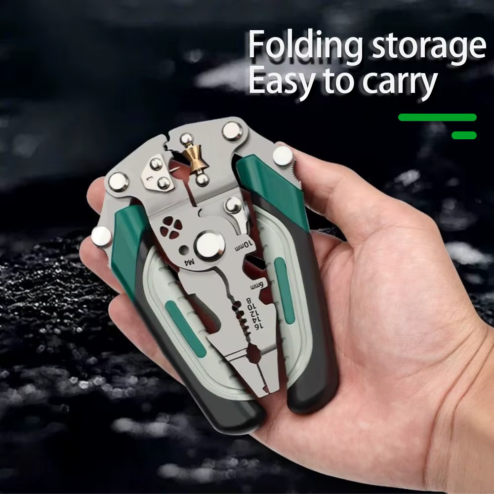 Foldable Wire Stripper – Multi-Function Crimping & Winding Tool with Pulley Design