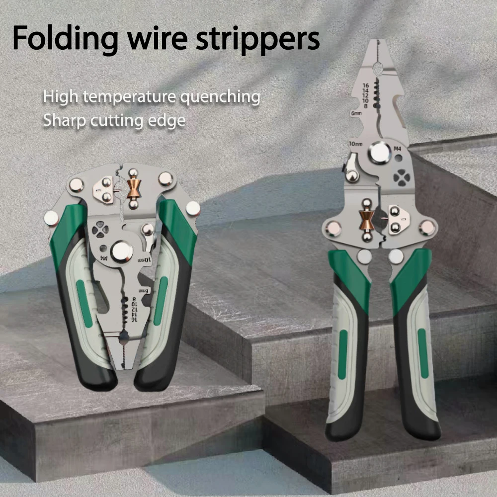 Foldable Wire Stripper – Multi-Function Crimping & Winding Tool with Pulley Design