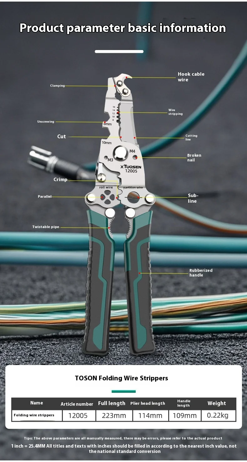 Foldable Electrician Wire Pliers – Multi-Function Cutter, Splitter & Crimper