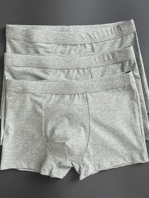 Men’s Cotton Boxer Briefs – Comfortable Mid-Waist in Grey & Light Grey