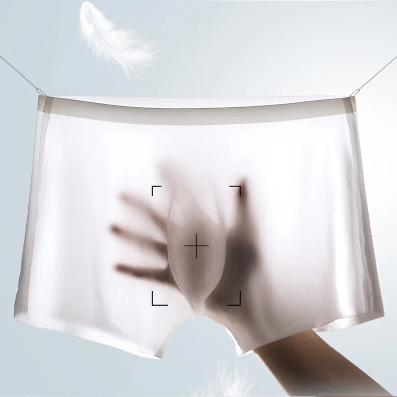 2 Pcs/Lot Men's Ultra-thin Panties Summer Ice Silk Boxers
