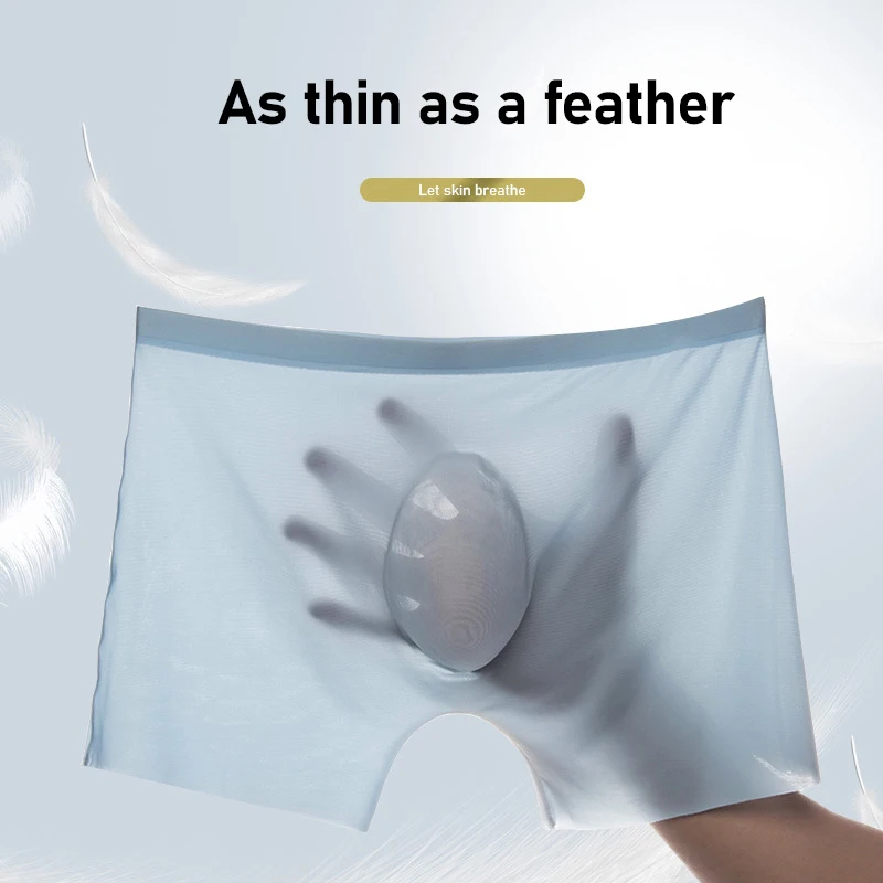2 Pcs/Lot Men's Ultra-thin Panties Summer Ice Silk Boxers