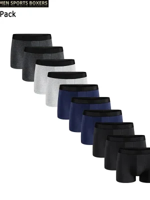 10 Pcs Antibacterial Breathable Plus Size MEN'S Shorts Underwear Europe And America Size MEN'S Solid Color Sexy Boxer Underwear
