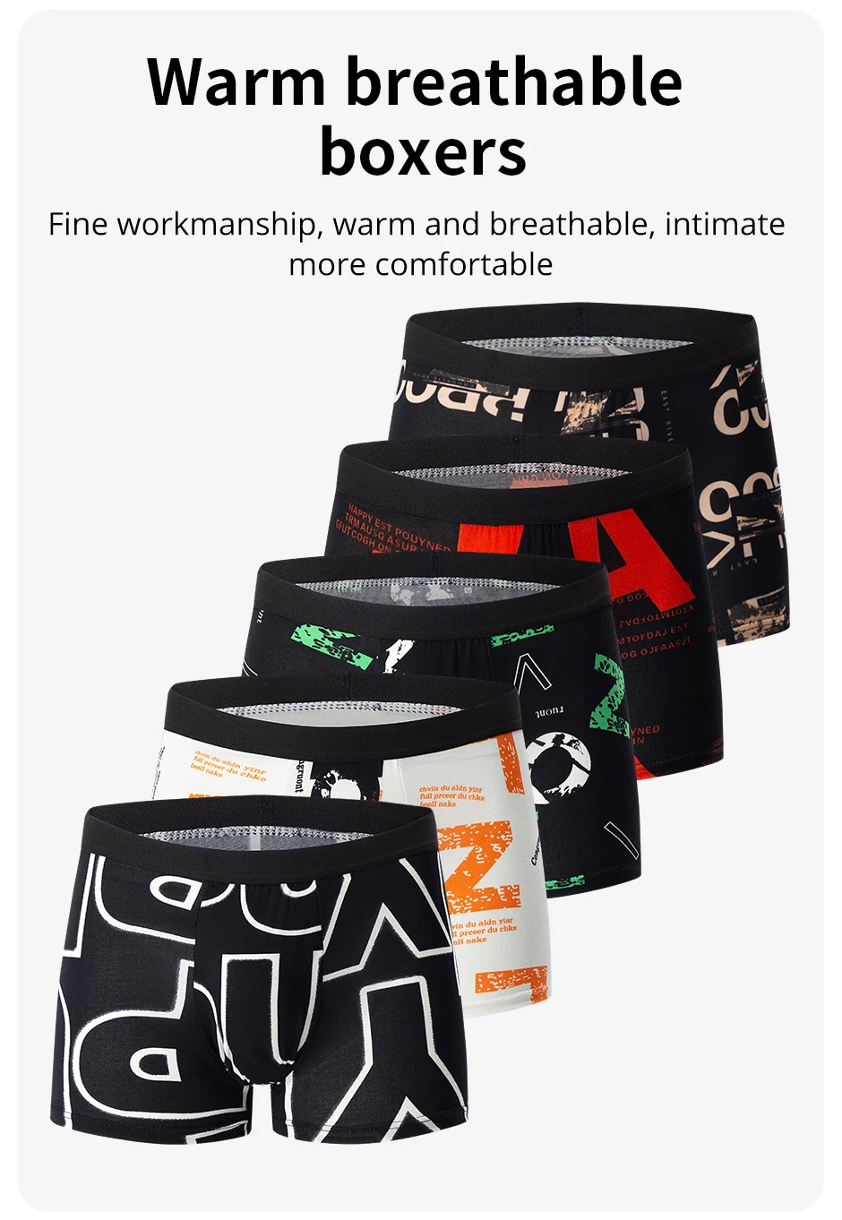 4/5/6/10 Piece Pack Men's Fashion Printed Pants with Various Combinations Plus Size Sports Comfortable Adolescent Boxer Pants