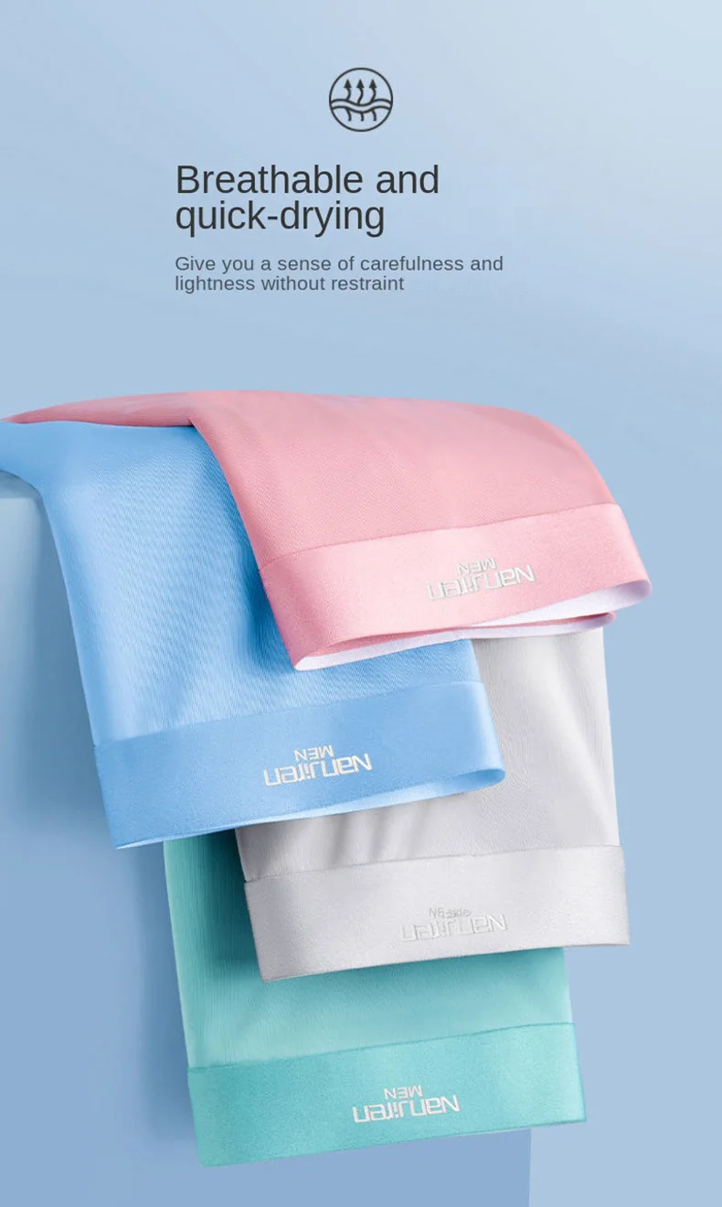 4pcs Boxer Shorts Men's Ice Silk Underwear