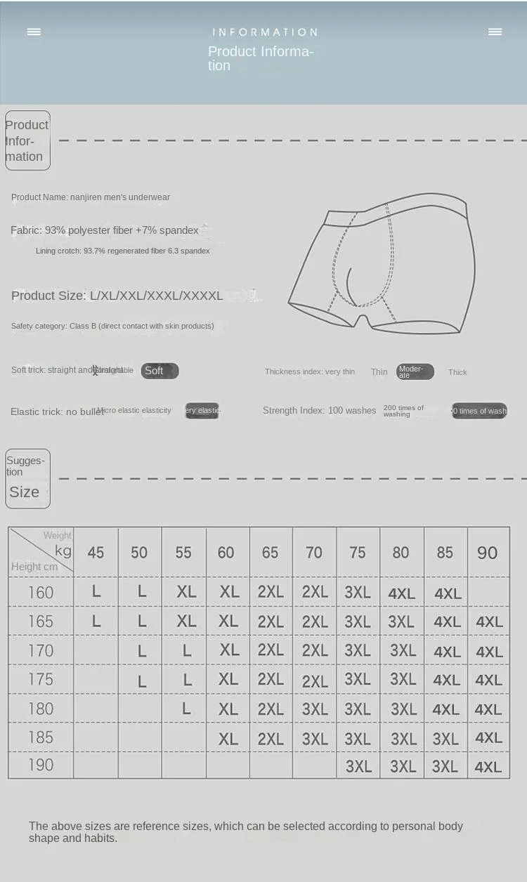 4pcs Boxer Shorts Men's Ice Silk Underwear
