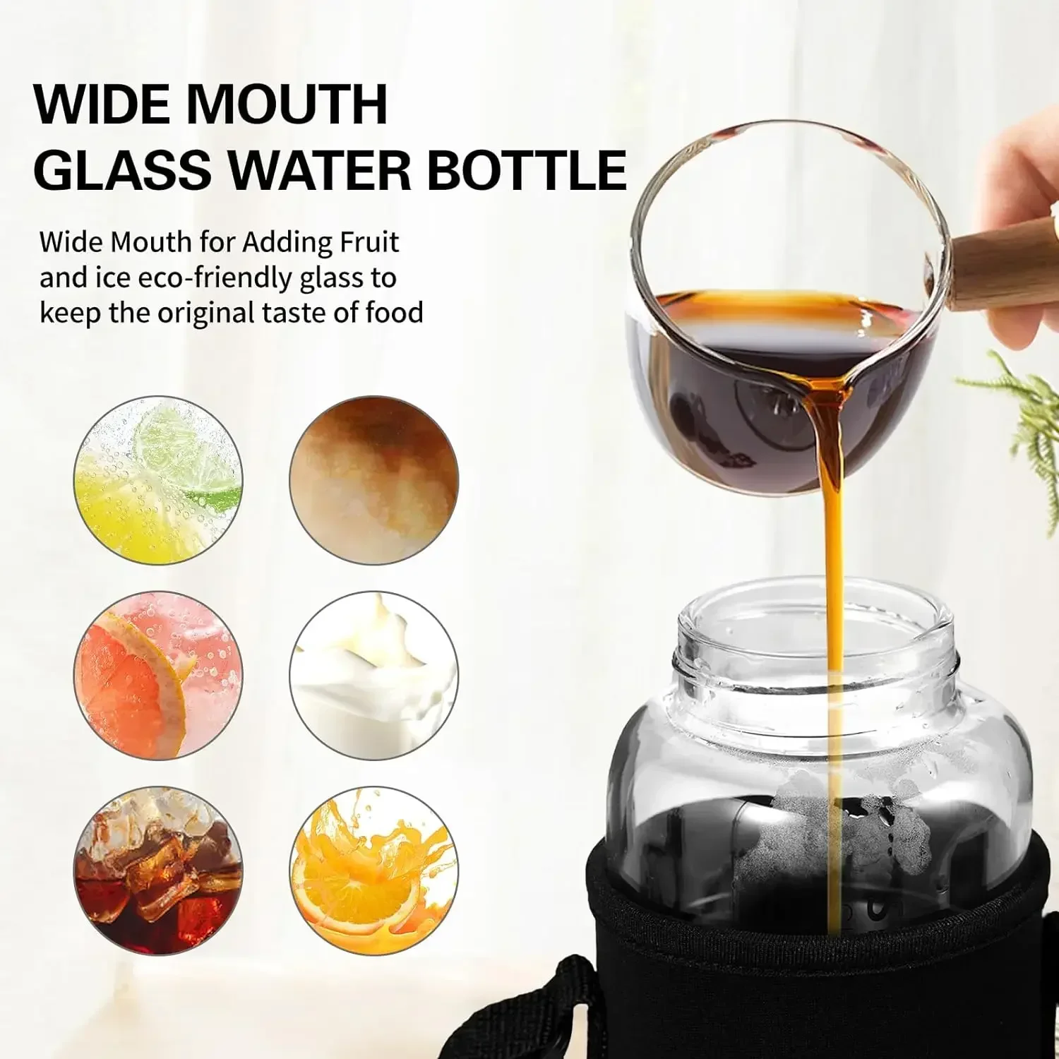 750/1000 ml Transparent Drikkekopp i Borosilikatglass