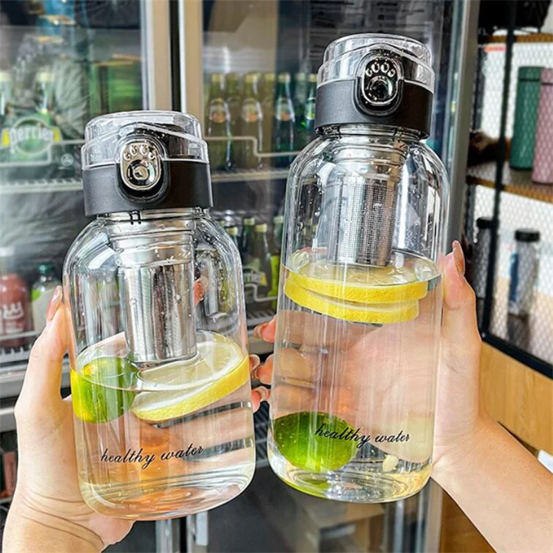 Large Capacity Portable Borosilica Glass Bottle With Tea Infuser Filter