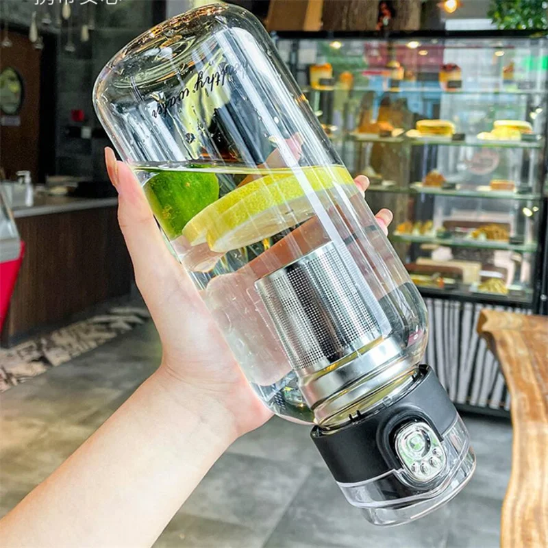 Large Capacity Portable Borosilica Glass Bottle With Tea Infuser Filter