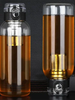 Large Capacity Portable Borosilica Glass Bottle With Tea Infuser Filter