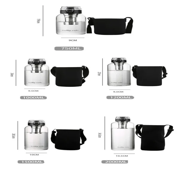 Large Capacity Portable Borosilica Glass Bottle With Tea Infuser Filter