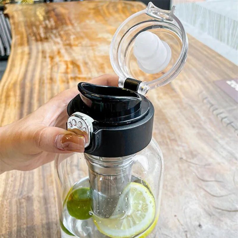 Large Capacity Portable Borosilica Glass Bottle With Tea Infuser Filter