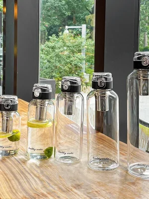 2L Glassflaske med Tesil – Bærbar Kopp for Melk, Juice og Te