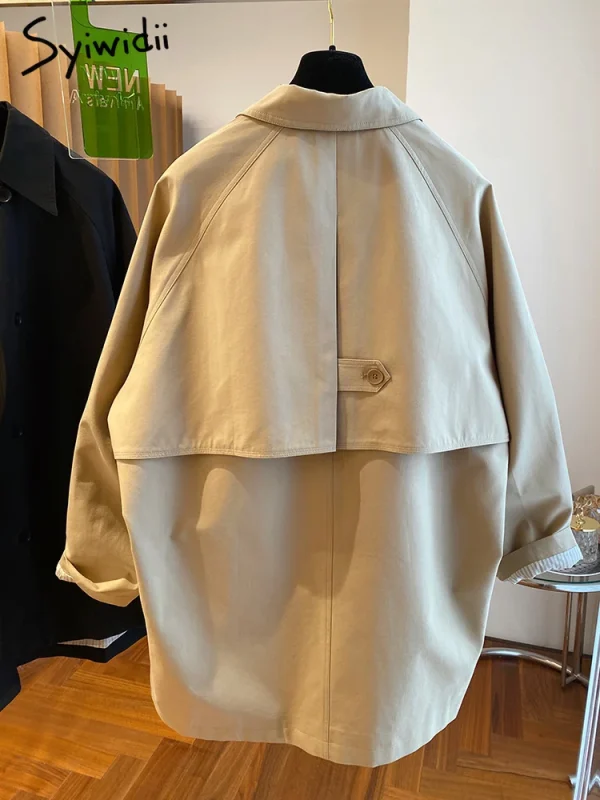 Syiwidii Trench Coat for Women 2025 Oversized Cargo Coats Outerwear Female Spring  Autumn Loose Korean Fashion Mid-Length Jacket