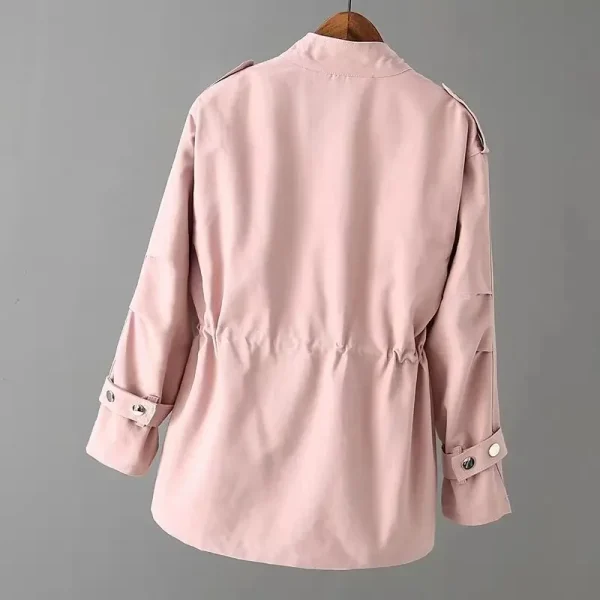 2025 Spring Autumn New Windbreaker Women's Medium Long Korean Edition Loose Jacket Women's Solid Casual Zipper Windbreaker Coats