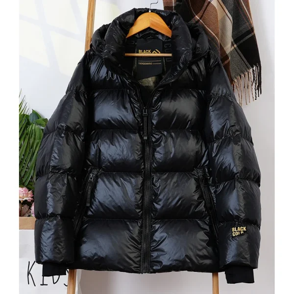 Schinteon Dame Dunjakke – Oversized Kort Jakke med Hette og Hvit Andedun