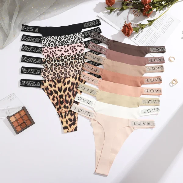 7pk Leopard & Crystal G-streng Dame – Lav Midje, Myk og Sømløs
