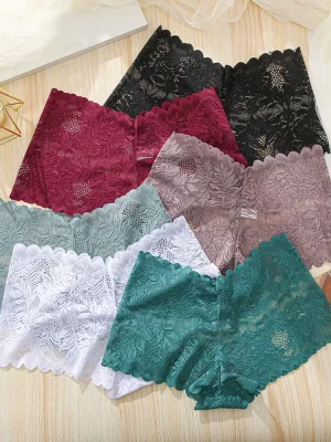 3 stk Blonde Hipster Truser – Lav Midje, Blomstermønster, Sexy Dameundertøy