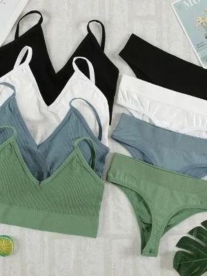 2 stk Undertøyssett for Dame – Sømløs Bralette og G-String, Sexy og Komfortabel