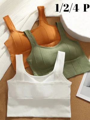 1/2/4stk Sports-BH for Kvinner – Sømløs Push-Up Trenings-BH for Yoga & Fitness