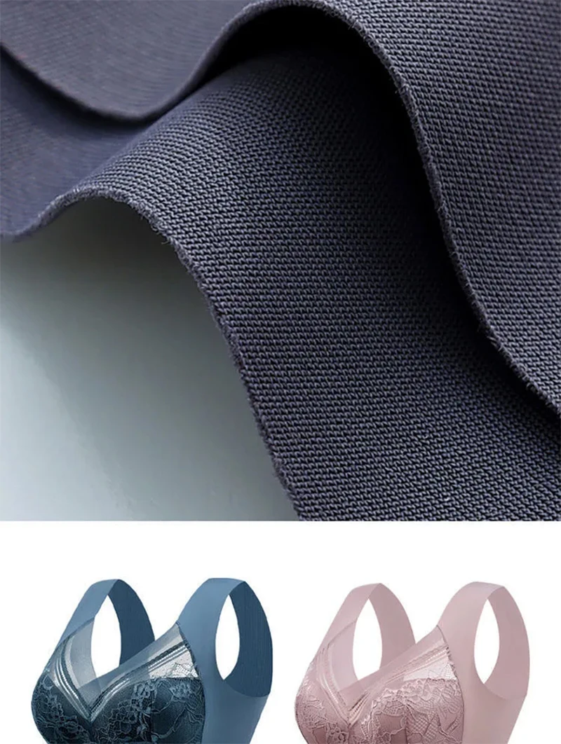 Plus Size Bralette – Push-Up, Sømløs, Blonder, Is-silke, BH uten Bøyle