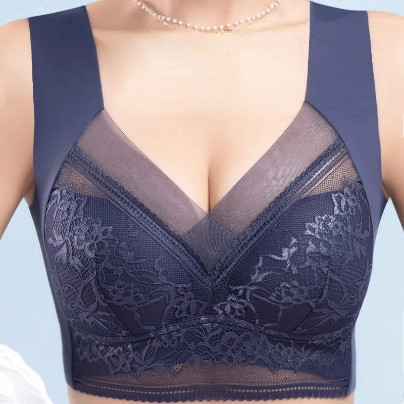 Plus Size Bralette – Push-Up, Sømløs, Blonder, Is-silke, BH uten Bøyle
