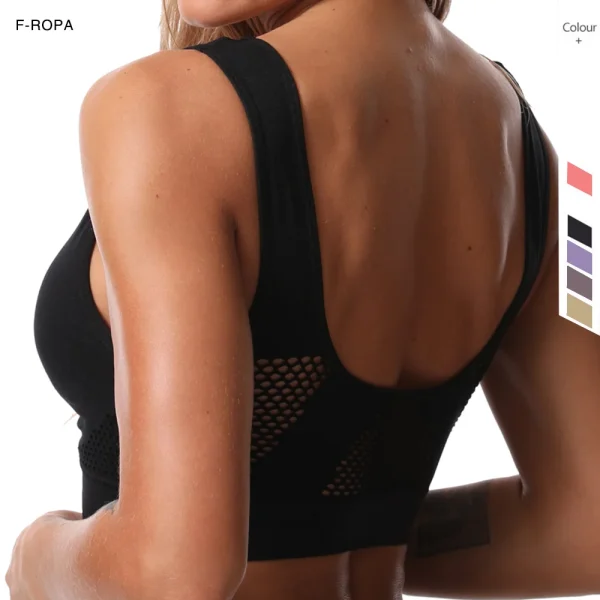 Seamless Mesh Sports Bra – Wireless, Shockproof, Plus Size Yoga Crop Top