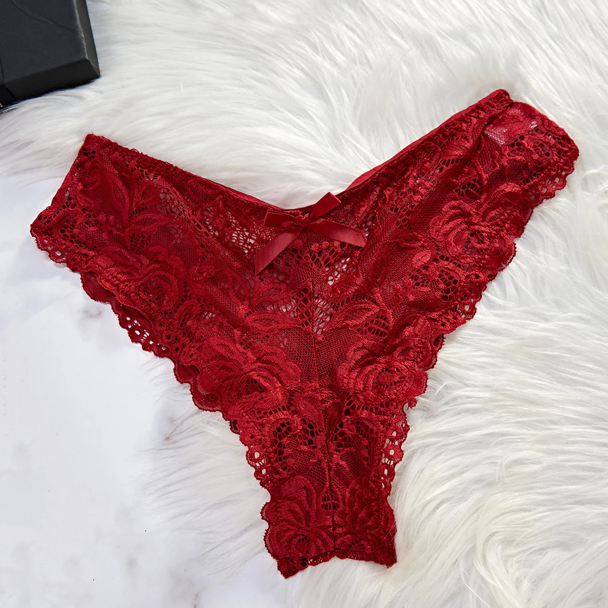 Gjennomsiktig Rød Sexy Lingerie Sett – Blonde Nattkjole og Truse