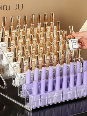 3/4/5/6/7-lags akryl displaystativ – transparent og enkelt monterbar kosmetikkorganisator for neglelakk