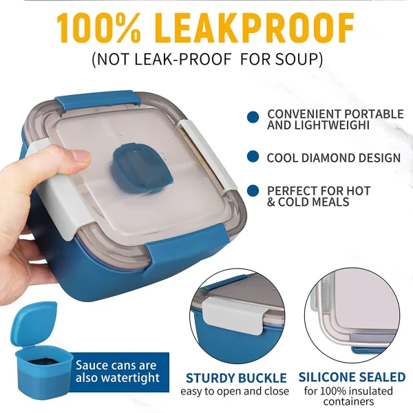 1100 ml / 1500 ml bento-lunsjboks – 2-lags salatboks med rominndeling