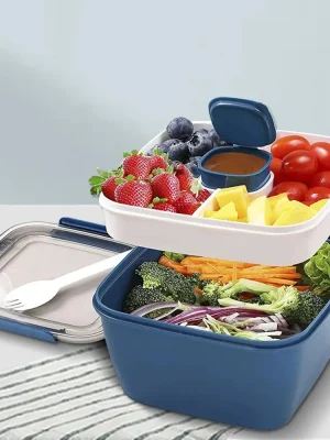 1100 ml / 1500 ml bento-lunsjboks – 2-lags salatboks med rominndeling
