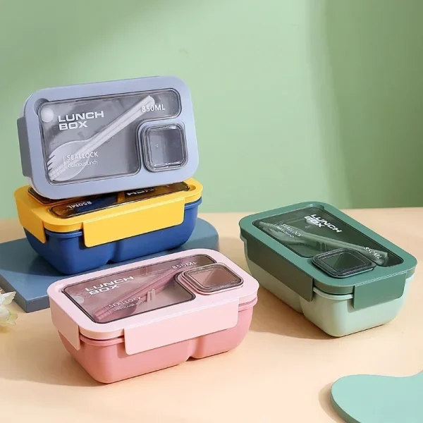 850/1100 ml bento-lunsjboks – mikrobølgesikker, lekkasjesikker med bestikk