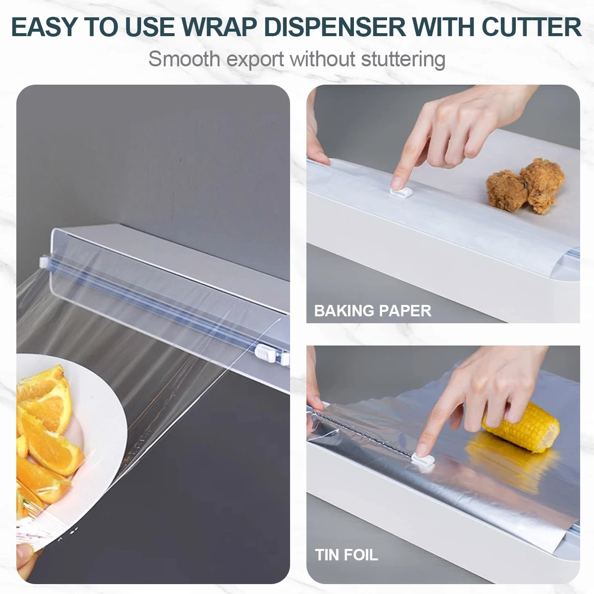 Leeseph magnetisk plastfilmdispenser med skyvekniv