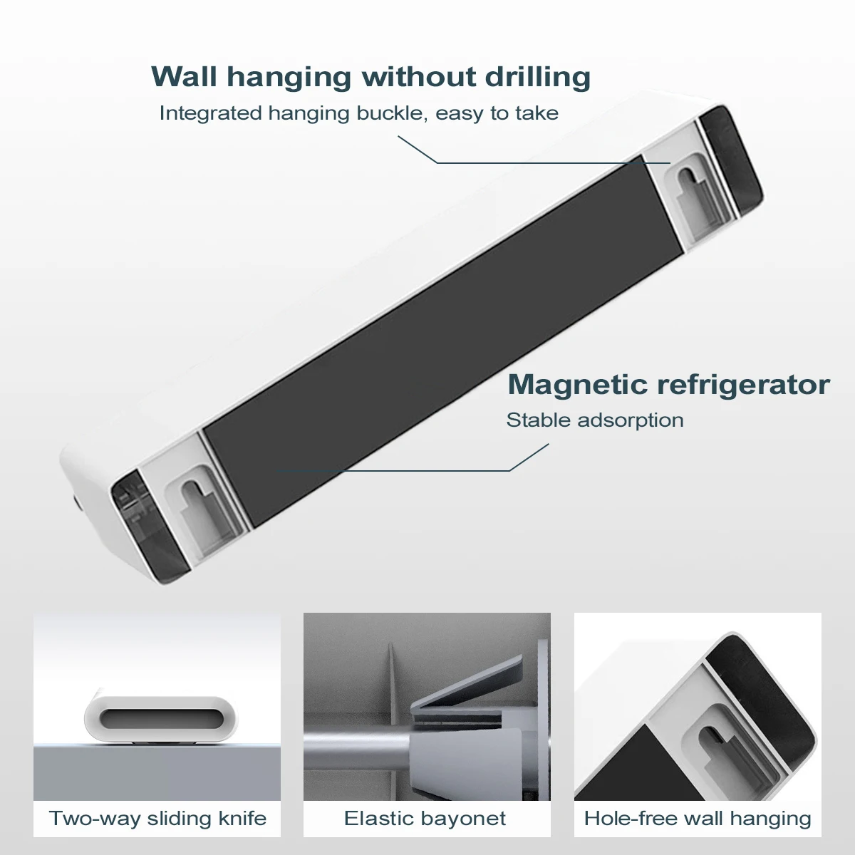 Leeseph magnetisk plastfilmdispenser med skyvekniv