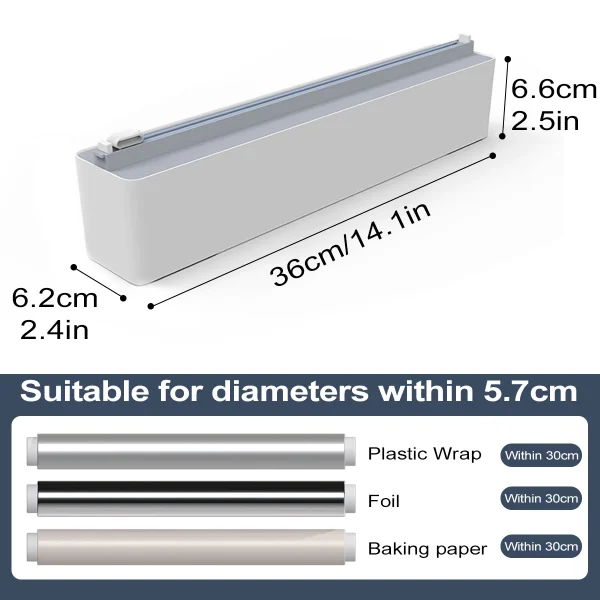 Leeseph magnetisk plastfilmdispenser med skyvekniv