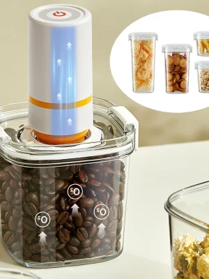 Vacuum Sealed Tank Coffee Beans Vacuum Jar Kitchen Cereals Storage Box Airtight Container Moisture-Proof Sealed Canister for Tea