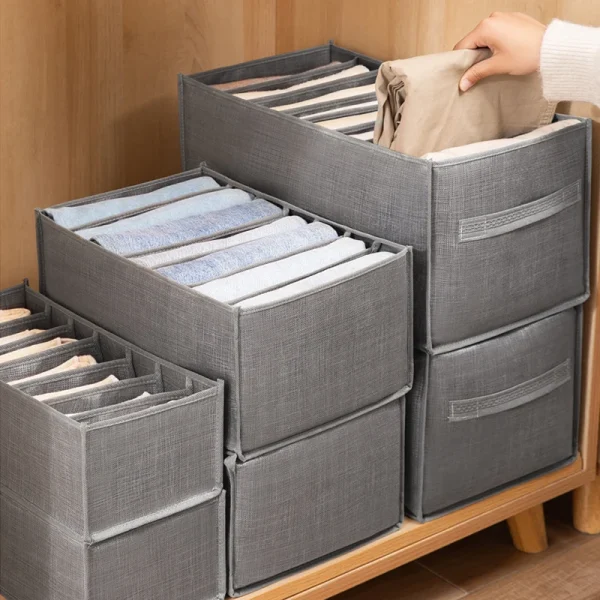 1pc Pants Storage Box, Jeans Divider Storage Box, Wardrobe 9 Grids Storage Basket