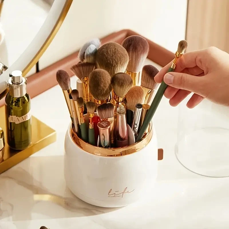 1pcCosmetic Storage Dustproof Rotating Compartment Brush Tube