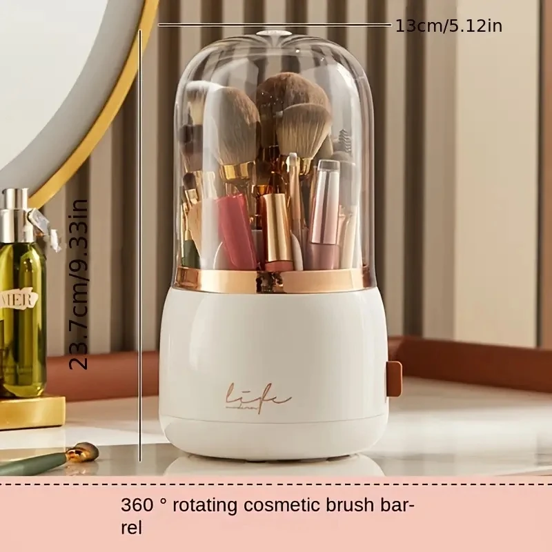 1pcCosmetic Storage Dustproof Rotating Compartment Brush Tube