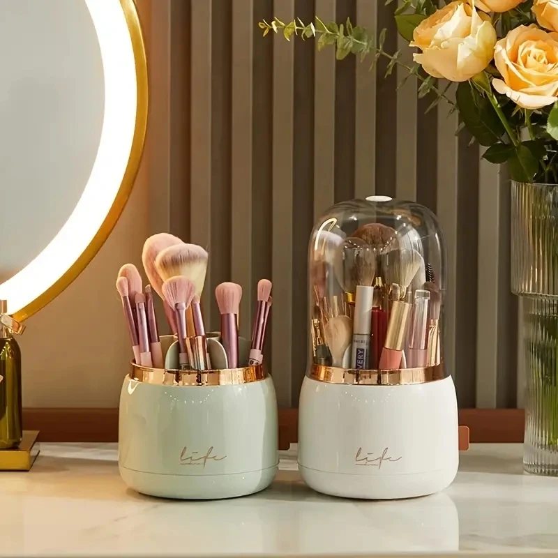 1pcCosmetic Storage Dustproof Rotating Compartment Brush Tube