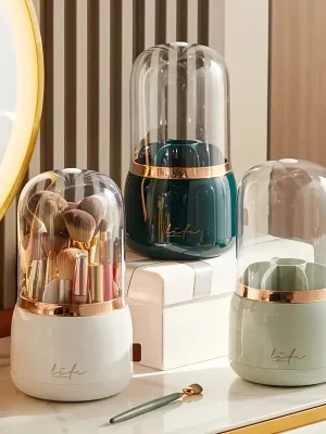 1pcCosmetic Storage Dustproof Rotating Compartment Brush Tube