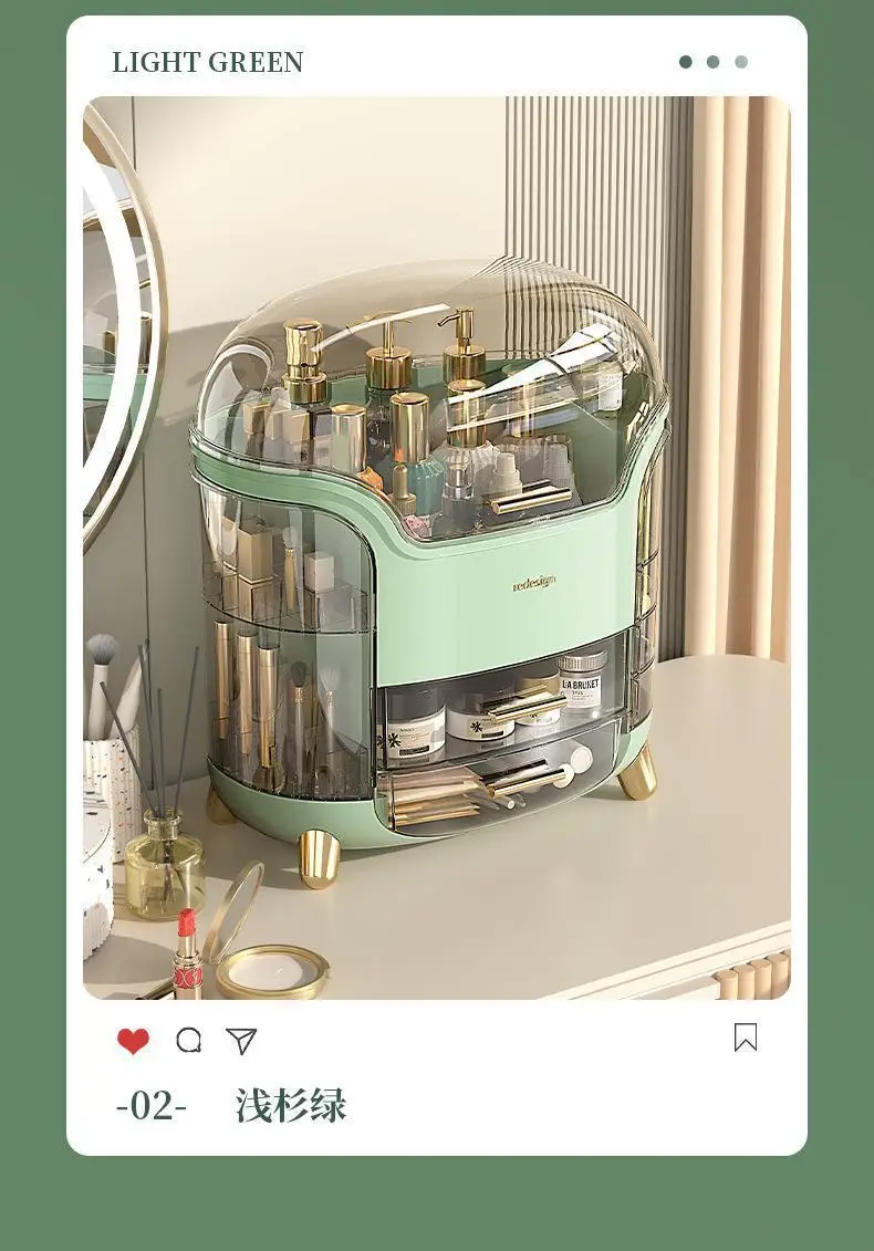 Cosmetics storage box, desktop skincare dust-proof organizing box