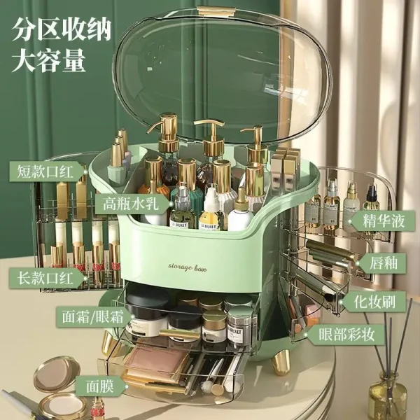 Cosmetics storage box, desktop skincare dust-proof organizing box