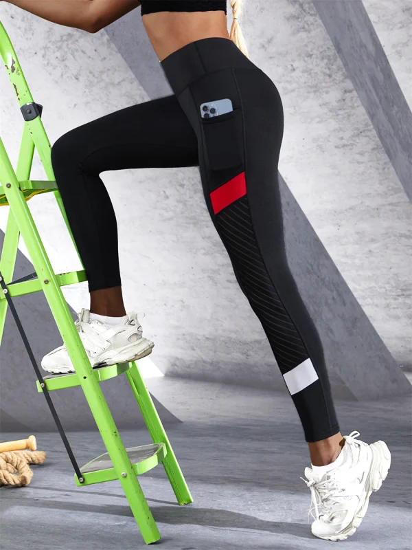Høytlivs Yogatights med Mesh og Lommer – Tummy Control Treningstights Dame